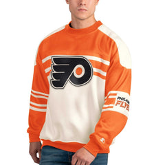 Philadelphia Flyers Starter Defense Fleece Crewneck Pullover Sweatshirt - White Sweatshirts