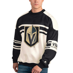 Vegas Golden Knights Starter Defense Fleece Crewneck Pullover Sweatshirt - White Sweatshirts
