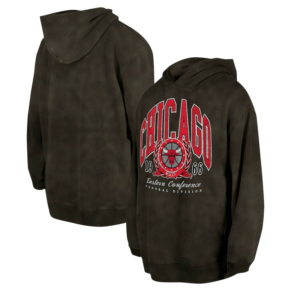 Chicago Bulls Unisex Oversized Essentials Pigment Wash Fleece Pullover Hoodie - Charcoal for sale