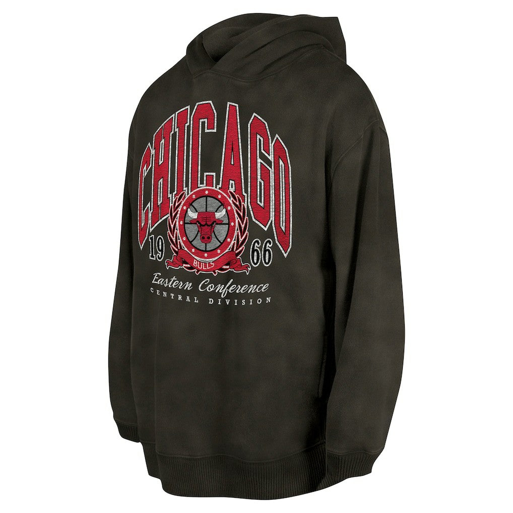 Chicago Bulls Unisex Oversized Essentials Pigment Wash Fleece Pullover Hoodie - Charcoal for sale