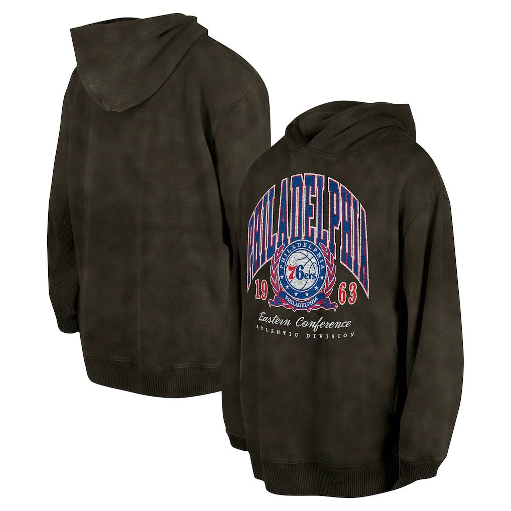 Philadelphia 76ers Unisex Oversized Essentials Pigment Wash Fleece Pullover Hoodie - Charcoal on sale