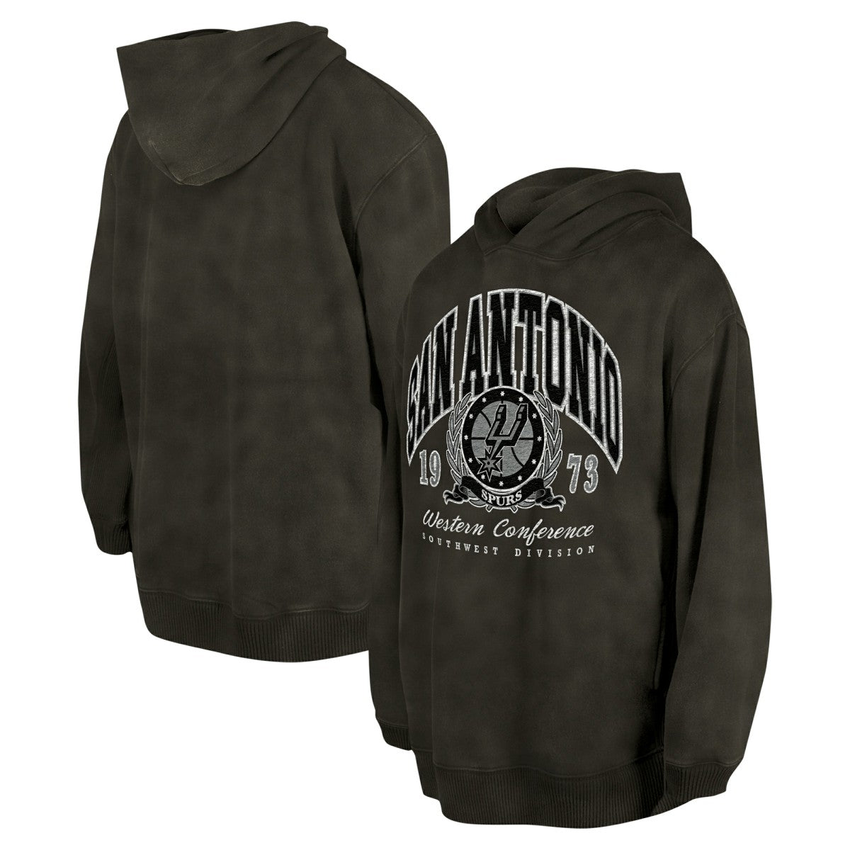 San Antonio Spurs Unisex Oversized Essentials Pigment Wash Fleece Pullover Hoodie - Charcoal cheap