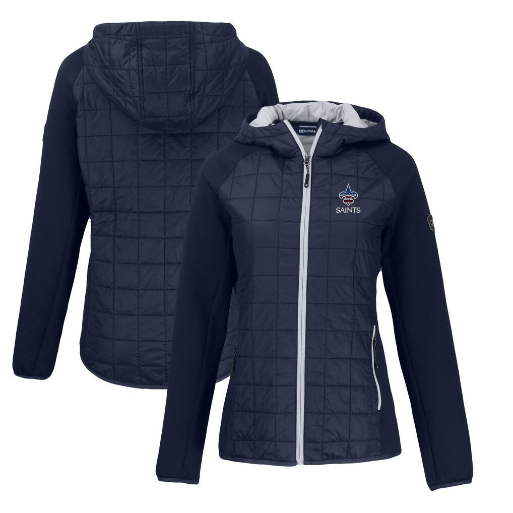 New Orleans Saints Cutter & Buck Women's Americana Rainier Primaloft Eco Full-Zip Hybrid Jacket - Navy for sale