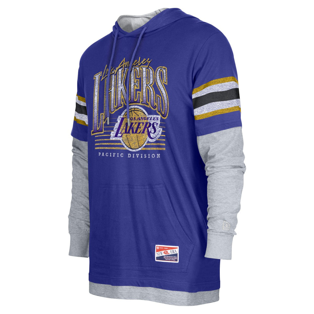 Los Angeles Lakers Layered Long Sleeve Hoodie T-Shirt - Purple on sale