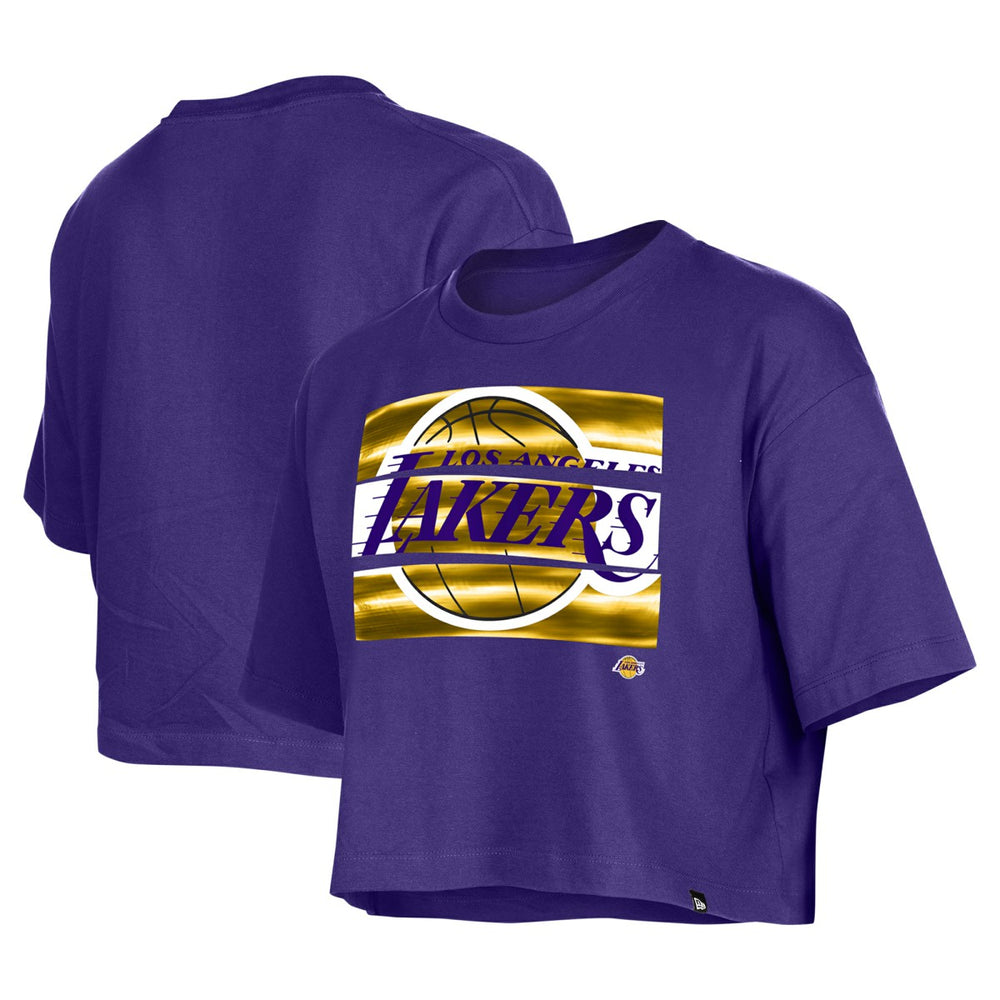 Los Angeles Lakers Women's Oversized Boxy Crop T-Shirt - Purple cheap
