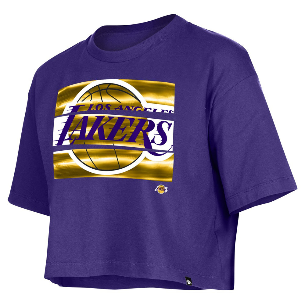 Los Angeles Lakers Women's Oversized Boxy Crop T-Shirt - Purple cheap