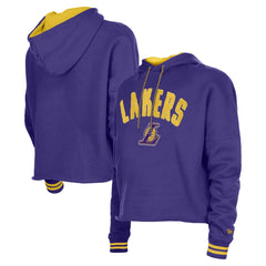 Los Angeles Lakers Women's Boxy Raw Edge Pullover Hoodie - Purple on sale