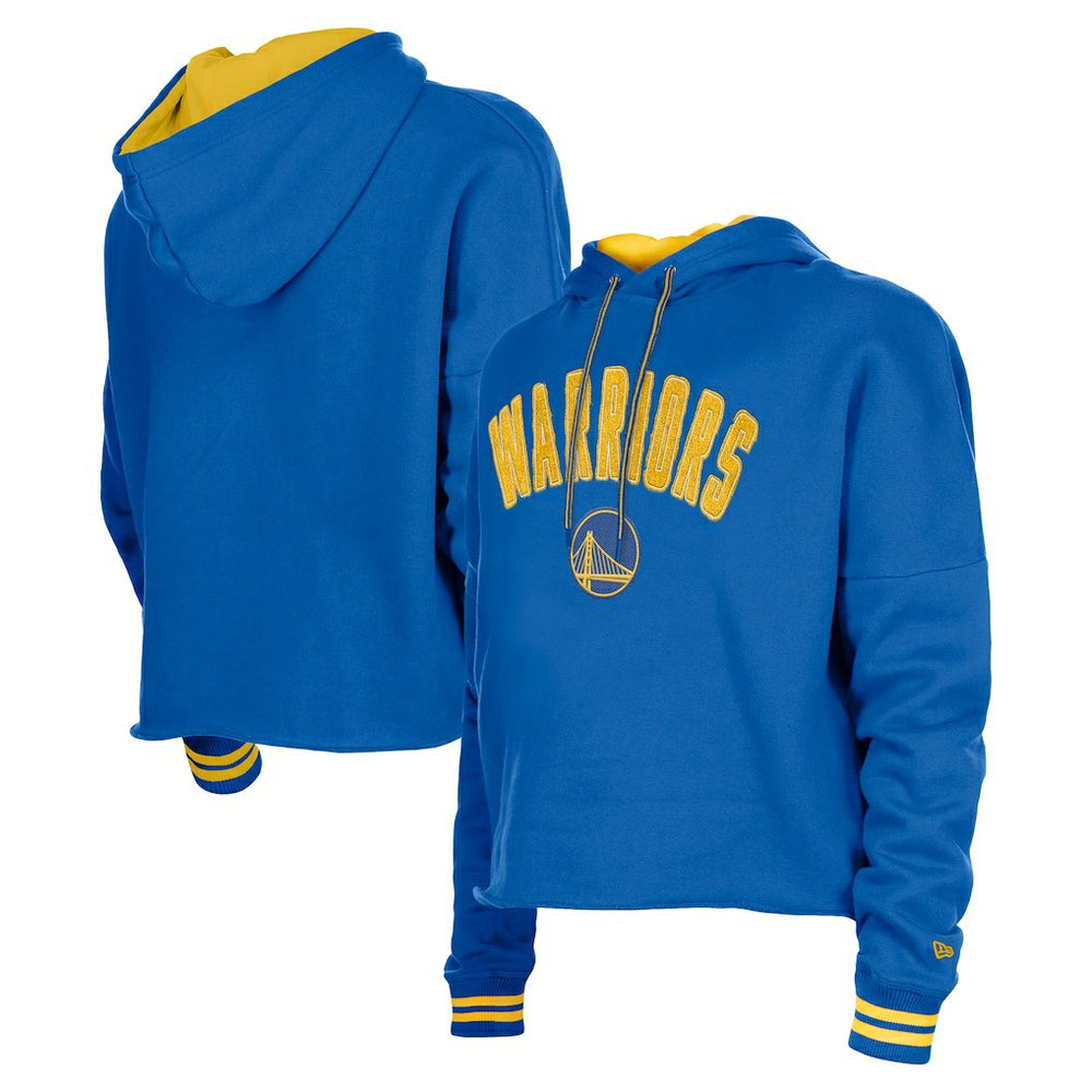Golden State Warriors Women's Boxy Raw Edge Pullover Hoodie sale - Royal sale
