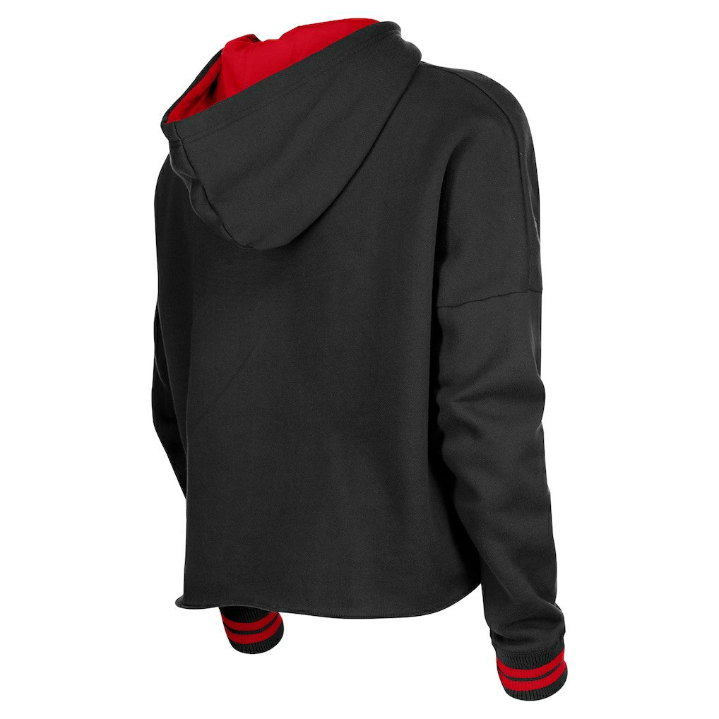 Chicago Bulls Women's Boxy Raw Edge Pullover Hoodie - Black on sale