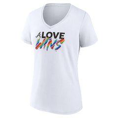 Atlanta Braves Women's Love Wins V-Neck T-Shirt White