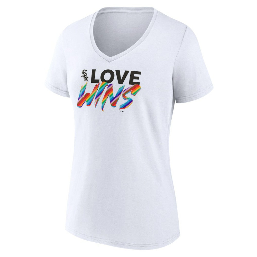 Chicago White Sox Women's Love Wins V-Neck T-Shirt White