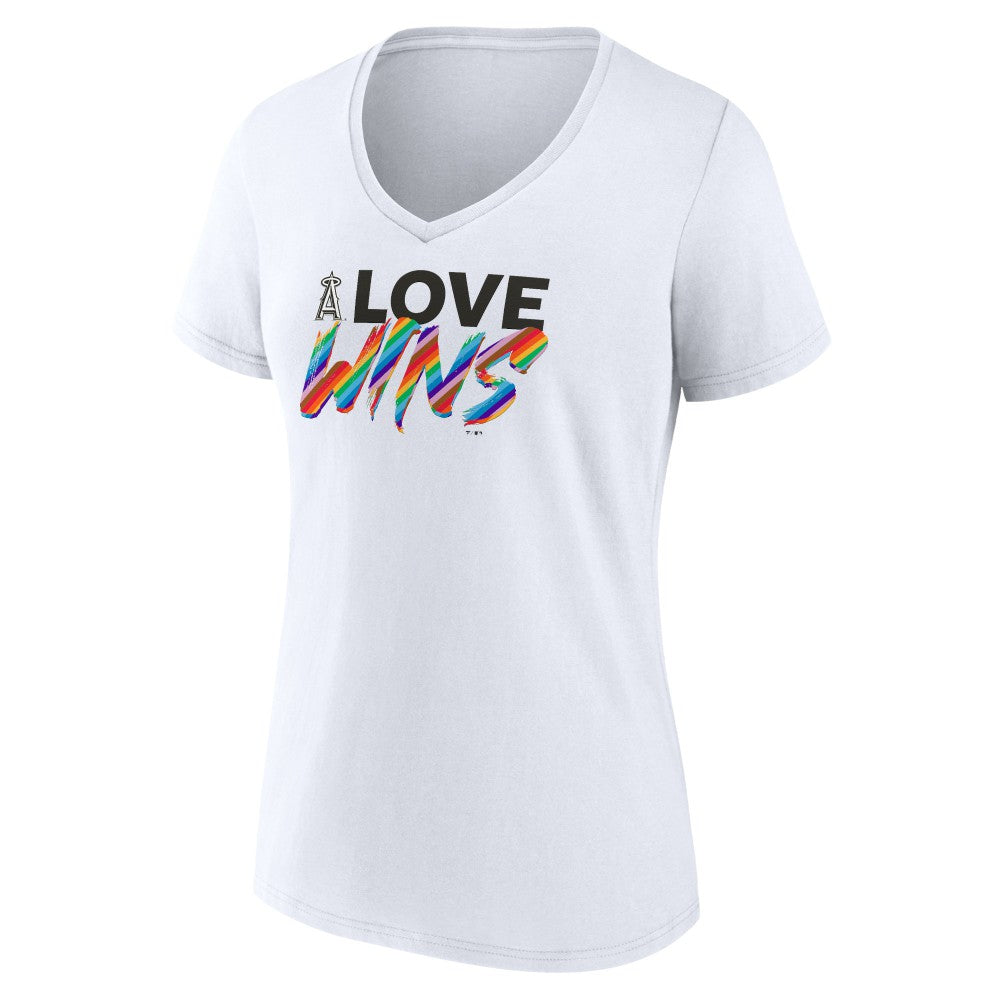 Los Angeles Angels Women's Love Wins V-Neck T-Shirt White