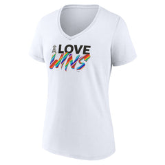 Los Angeles Angels Women's Love Wins V-Neck T-Shirt White