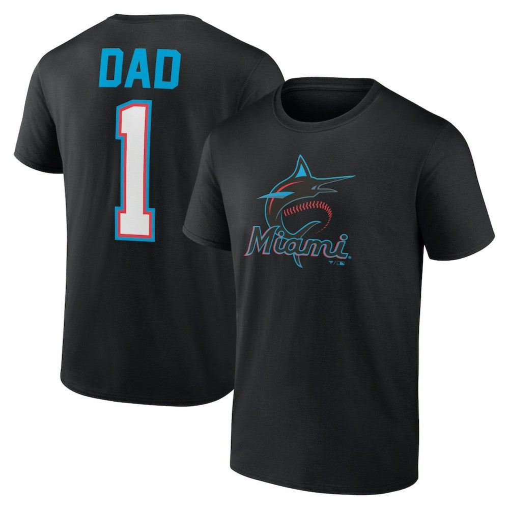 Miami Marlins Father's Day #1 Dad T-Shirt Black
