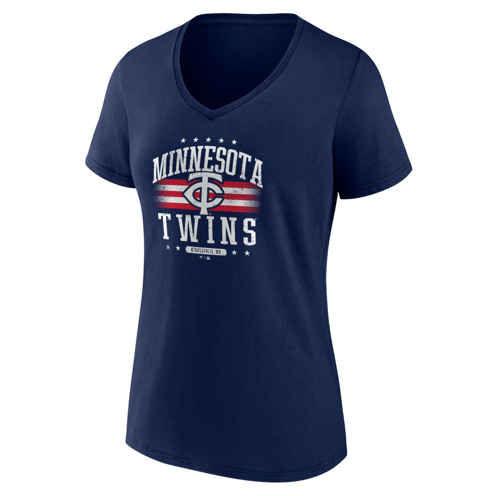 Minnesota Twins Women's Americana Team V-Neck T-Shirt Navy