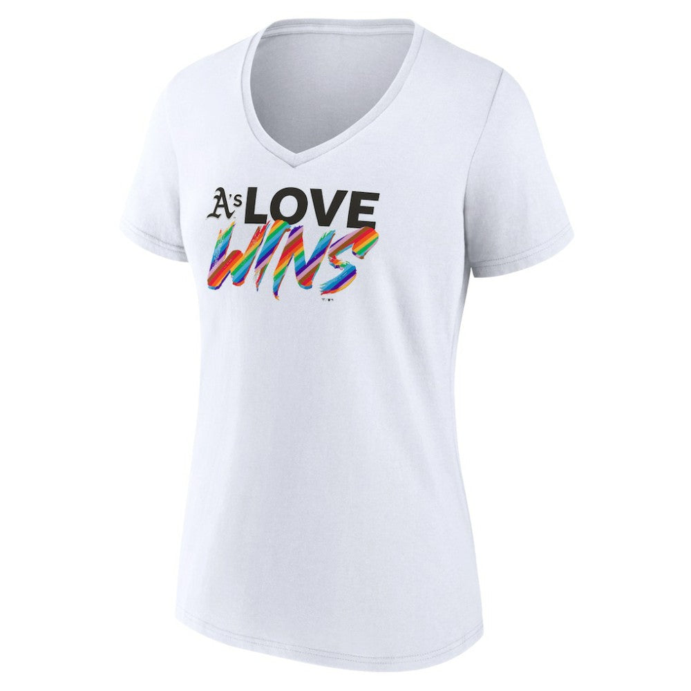 Athletics Women's Love Wins V-Neck T-Shirt White