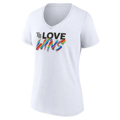 Tampa Bay Rays Women's Love Wins V-Neck T-Shirt White