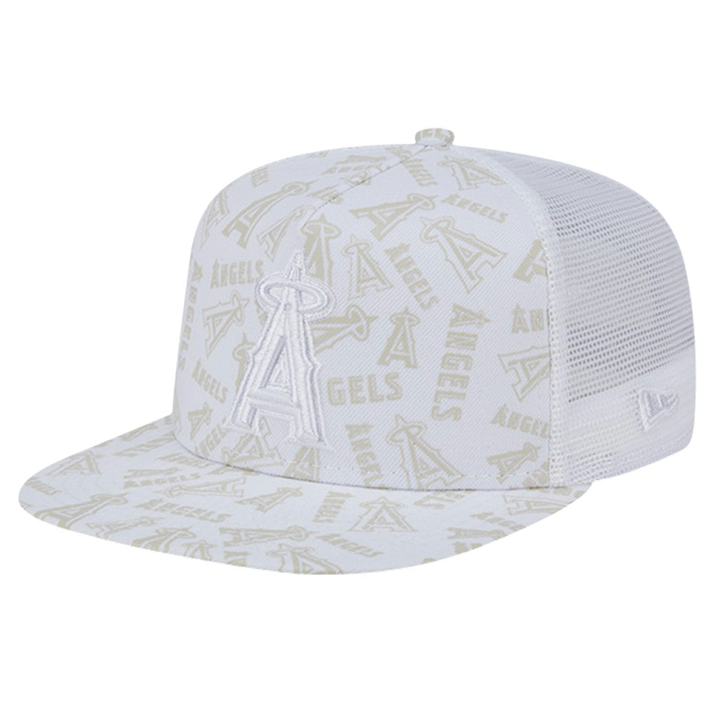 Los Angeles Angels Logo Dunes A-Frame Trucker 9FIFTY Snapback Hat White
