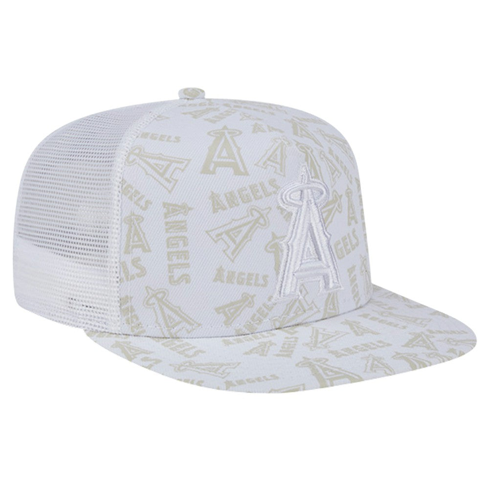 Los Angeles Angels Logo Dunes A-Frame Trucker 9FIFTY Snapback Hat White