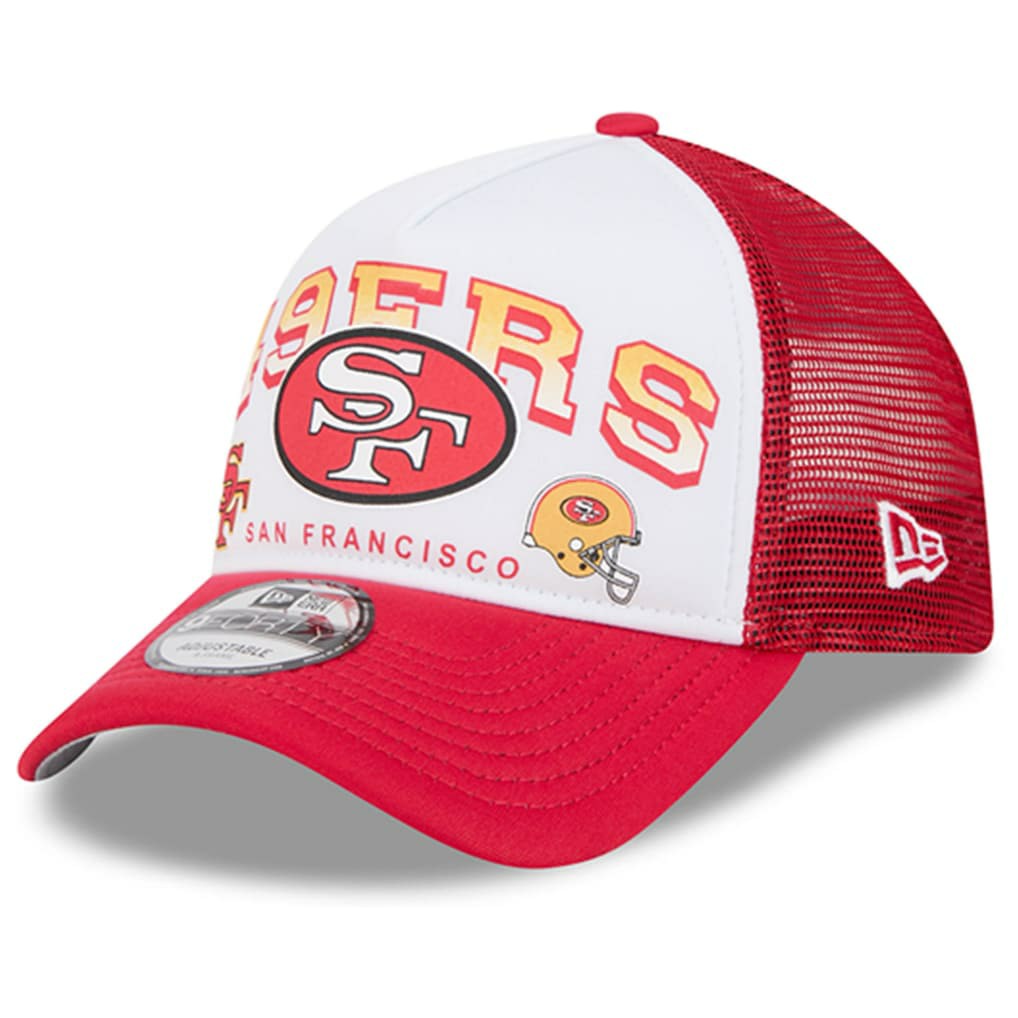 San Francisco 49ers New Era Retro Wordmark A-Frame 9FORTY Adjustable Hat - White/Scarlet discount