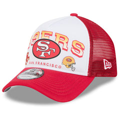 San Francisco 49ers New Era Retro Wordmark A-Frame 9FORTY Adjustable Hat - White/Scarlet discount