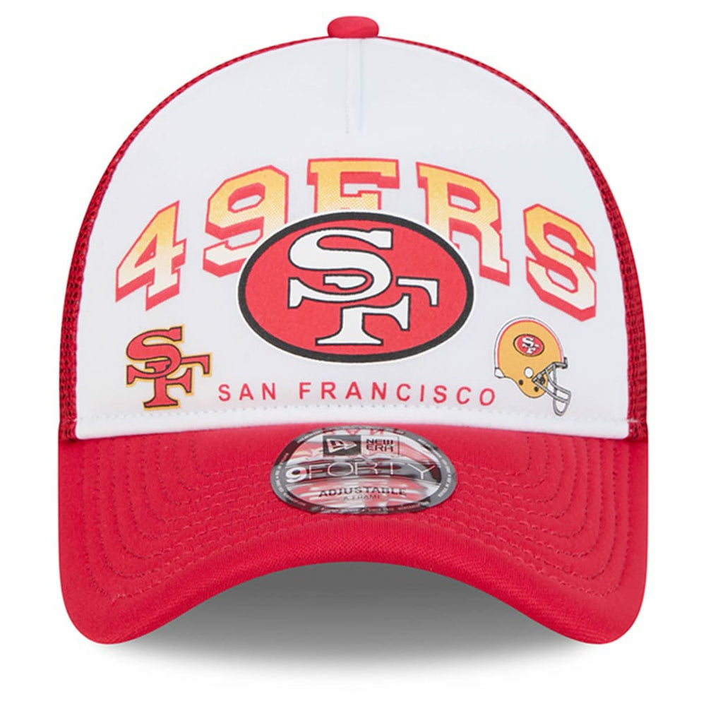 San Francisco 49ers New Era Retro Wordmark A-Frame 9FORTY Adjustable Hat - White/Scarlet discount