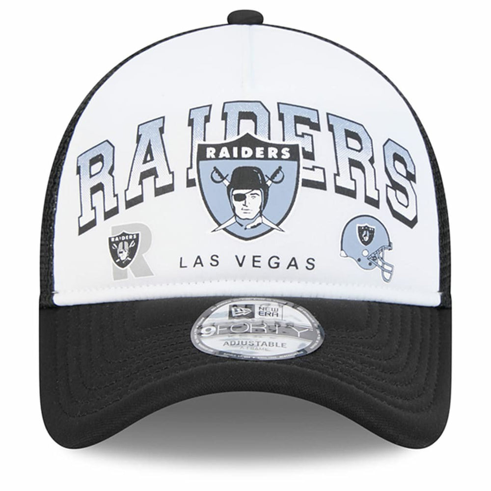 Las Vegas Raiders New Era Retro Wordmark A-Frame 9FORTY Adjustable Hat - White/Black cheap