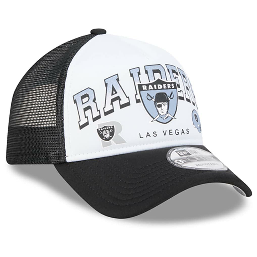 Las Vegas Raiders New Era Retro Wordmark A-Frame 9FORTY Adjustable Hat - White/Black cheap