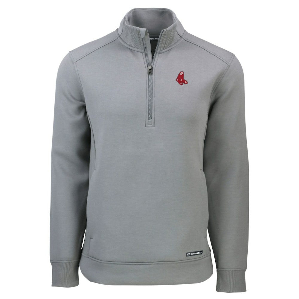 Boston Red Sox Cutter & Buck Cooperstown Collection Roam Eco Recycled Quarter-Zip Pullover Gray