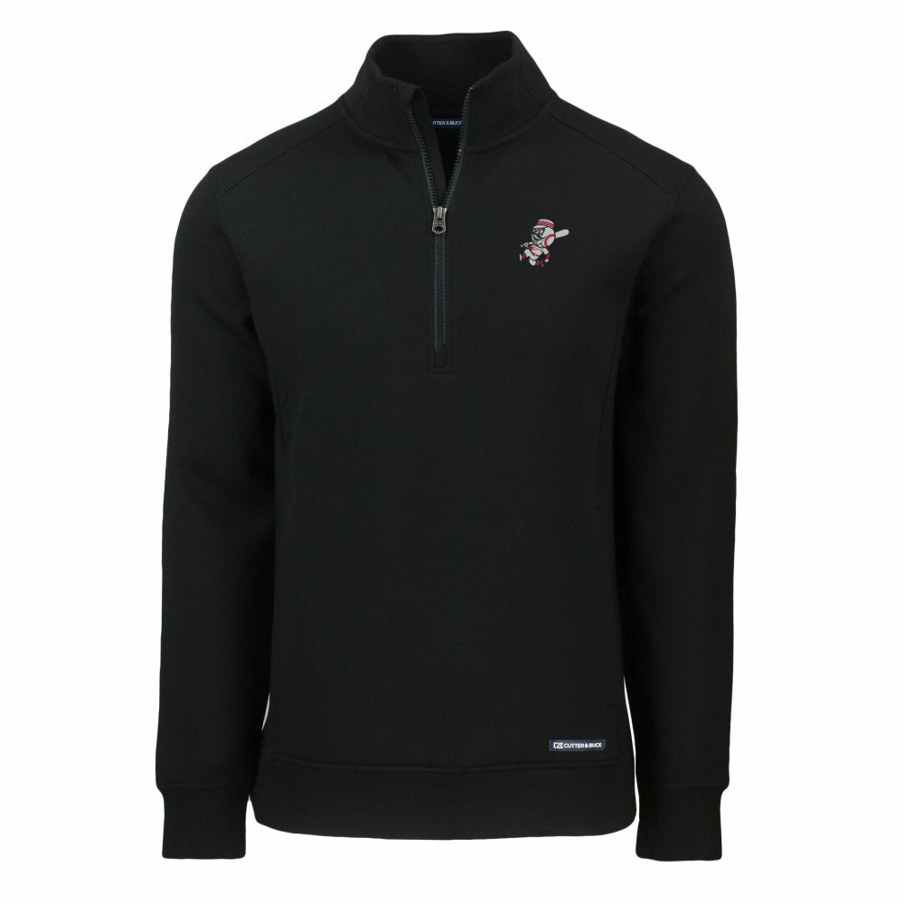 Cincinnati Reds Cutter & Buck Cooperstown Collection Roam Eco Recycled Quarter-Zip Pullover Black