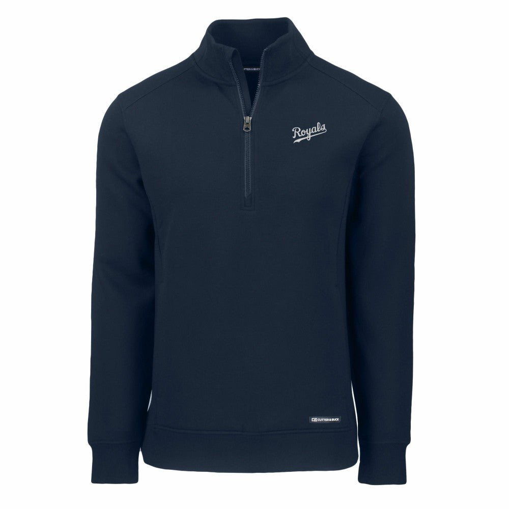 Kansas City Royals Cutter & Buck Cooperstown Collection Roam Eco Recycled Quarter-Zip Pullover Navy