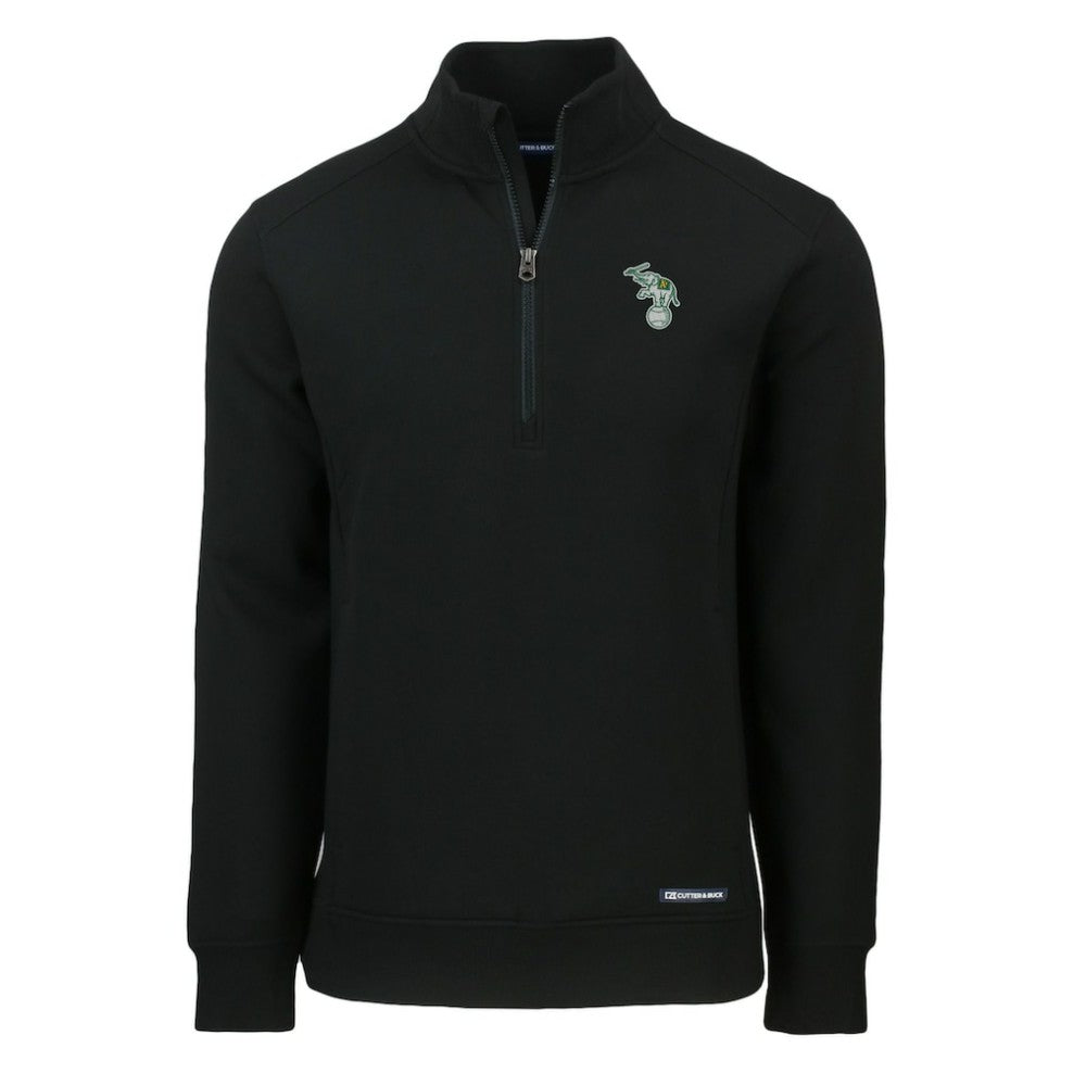 Athletics Cutter & Buck Cooperstown Collection Roam Eco Recycled Quarter-Zip Pullover Black