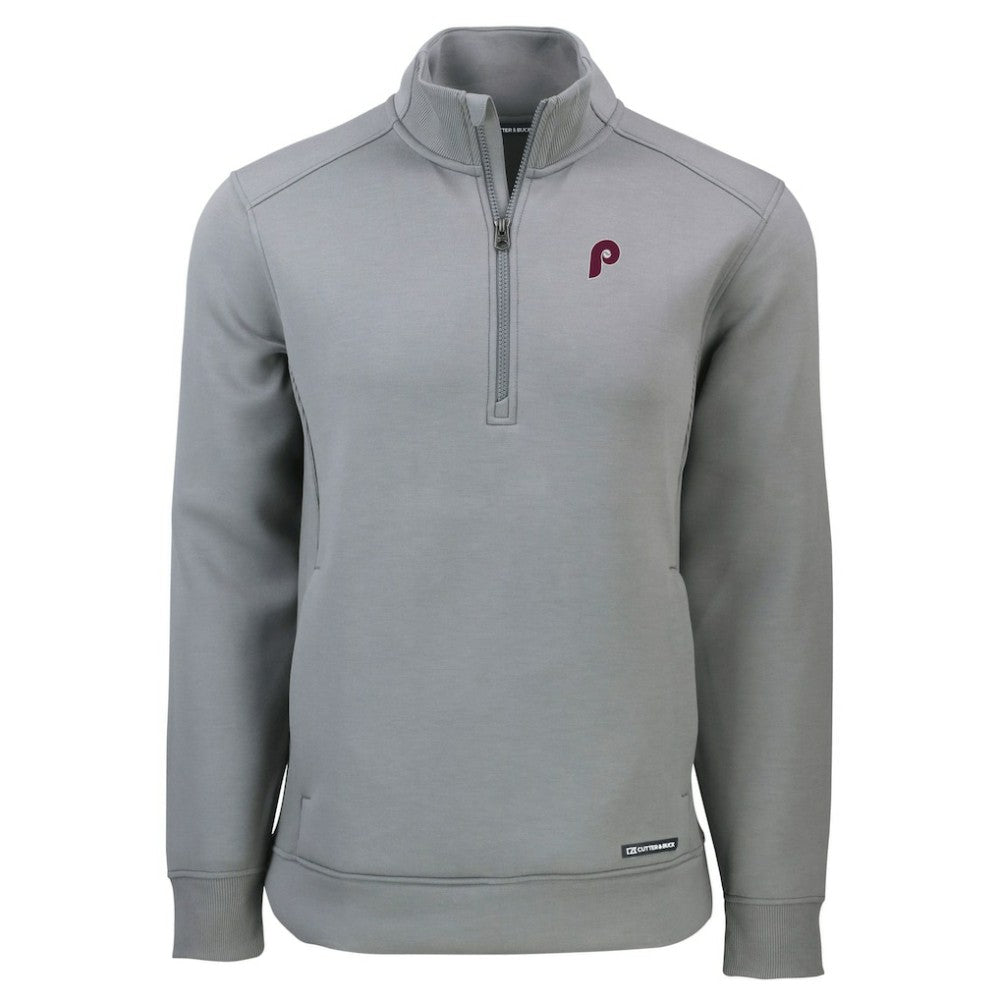 Philadelphia Phillies Cutter & Buck Cooperstown Collection Roam Eco Recycled Quarter-Zip Pullover Gray