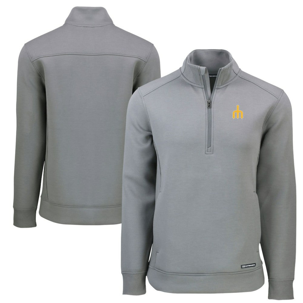 Seattle Mariners Cutter & Buck Cooperstown Collection Roam Eco Recycled Quarter-Zip Pullover Gray