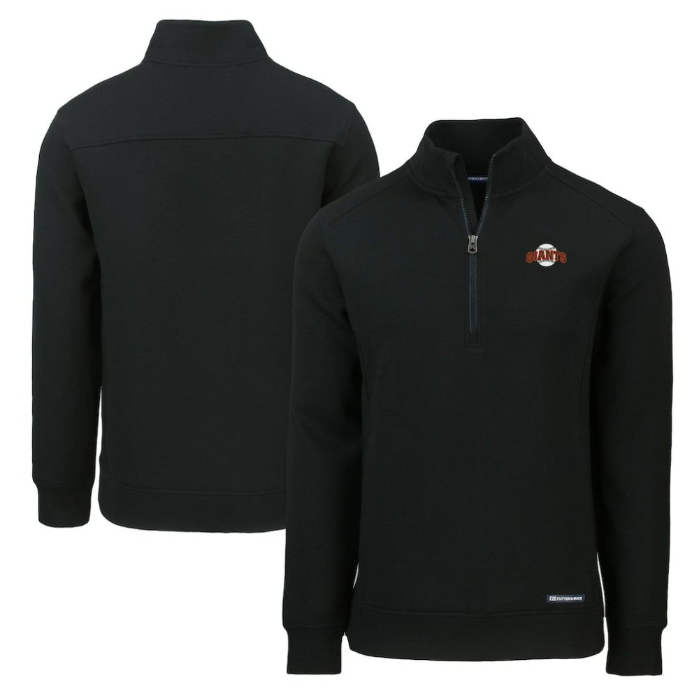 San Francisco Giants Cutter & Buck Cooperstown Collection Roam Eco Recycled Quarter-Zip Pullover Black