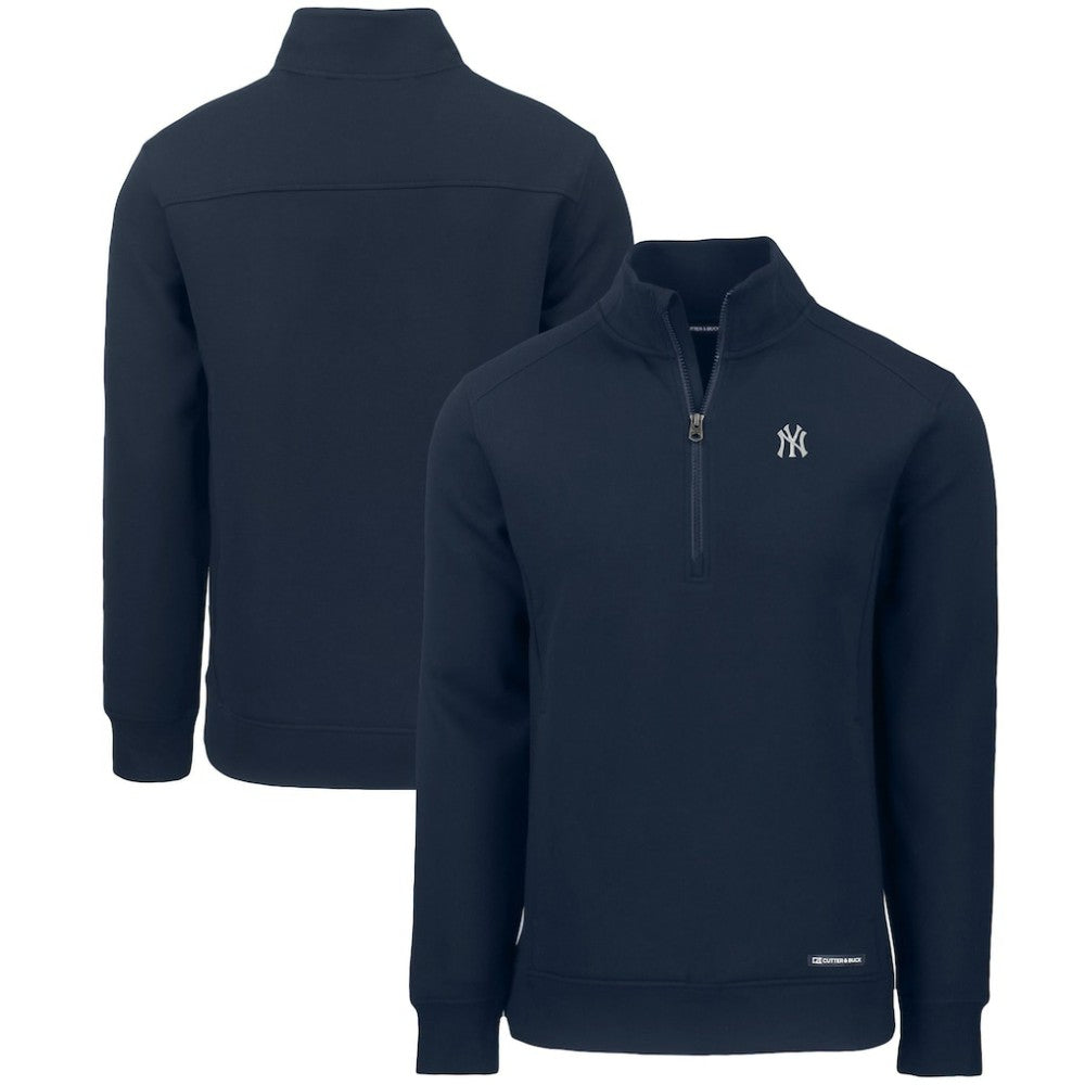 New York Yankees Cutter & Buck Roam Eco Recycled Quarter-Zip Pullover Navy