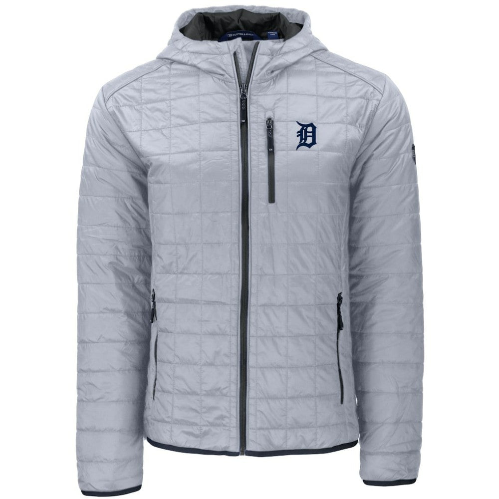 Detroit Tigers Cutter & Buck Rainier Primaloft Eco Full-Zip Hooded Jacket Gray