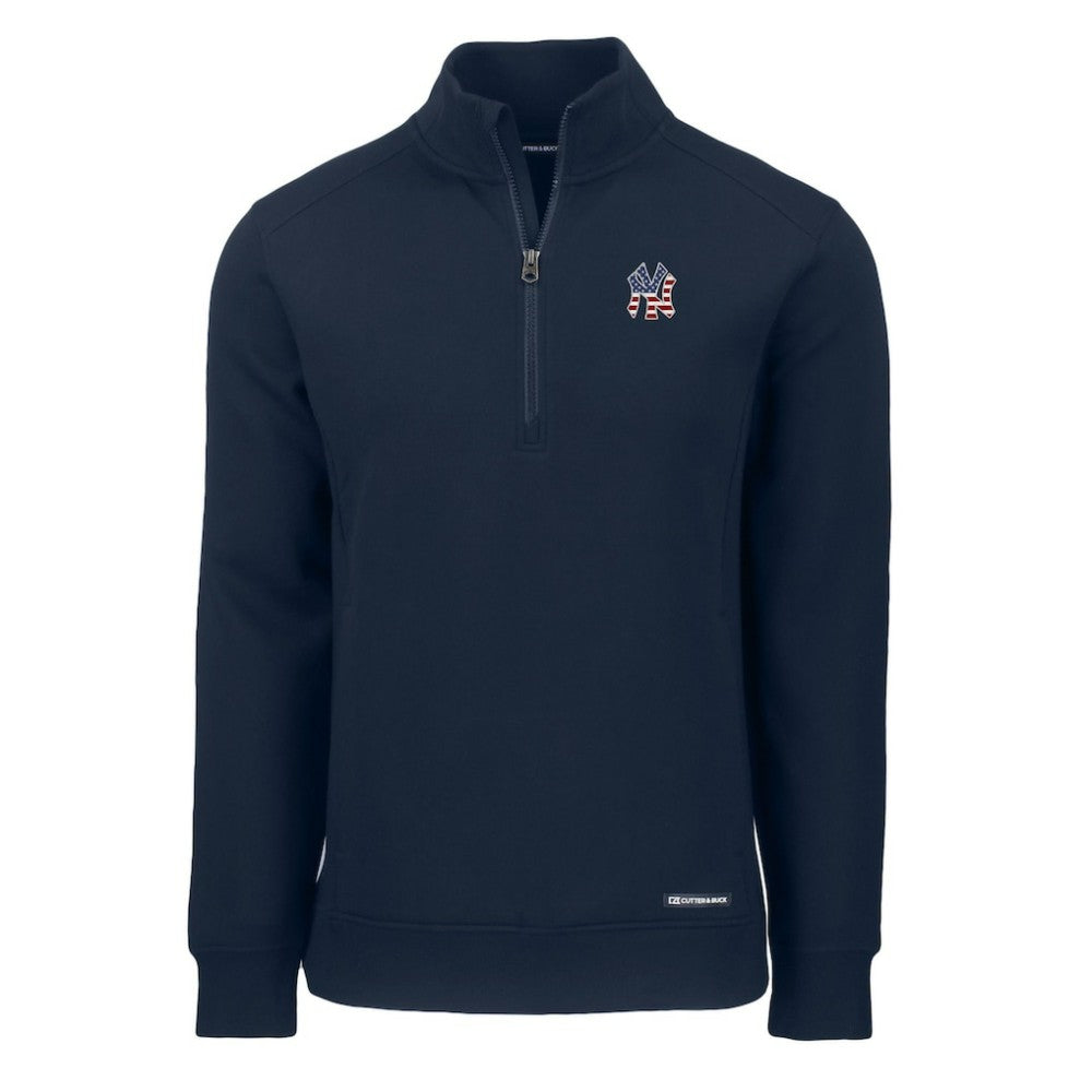 New York Yankees Cutter & Buck Americana Roam Eco Recycled Quarter-Zip Sweatshirt Navy