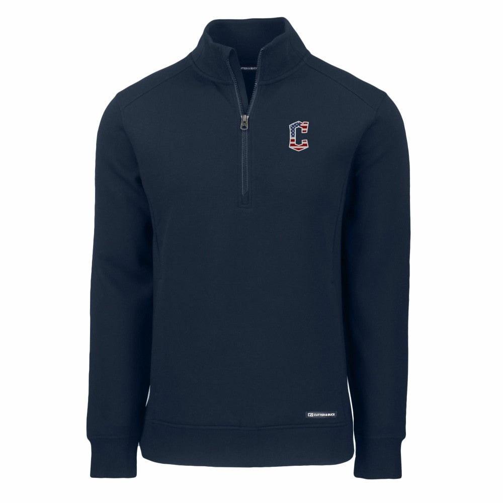 Cleveland Guardians Cutter & Buck Americana Roam Eco Recycled Quarter-Zip Sweatshirt Navy