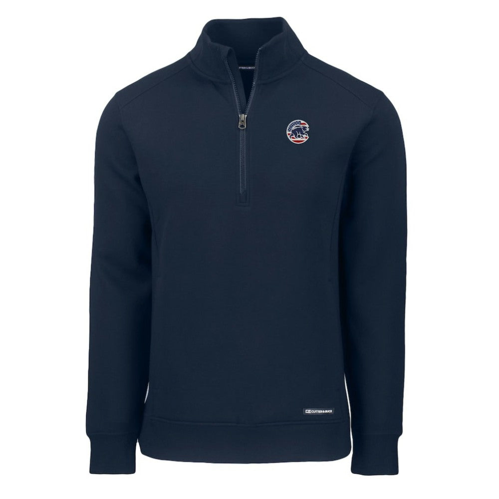 Chicago Cubs Cutter & Buck Americana Roam Eco Recycled Quarter-Zip Sweatshirt Navy