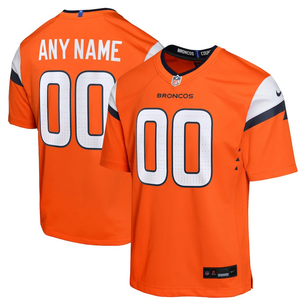 Denver Broncos Youth Mile High Collection Custom Game Jersey - Orange discount