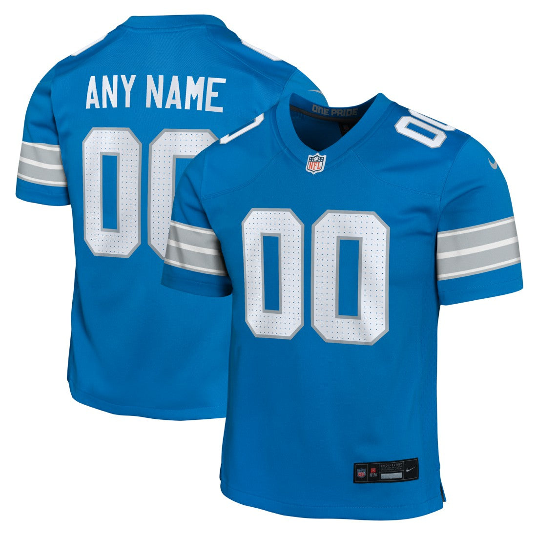Detroit Lions Youth Custom Game Jersey - Blue discount
