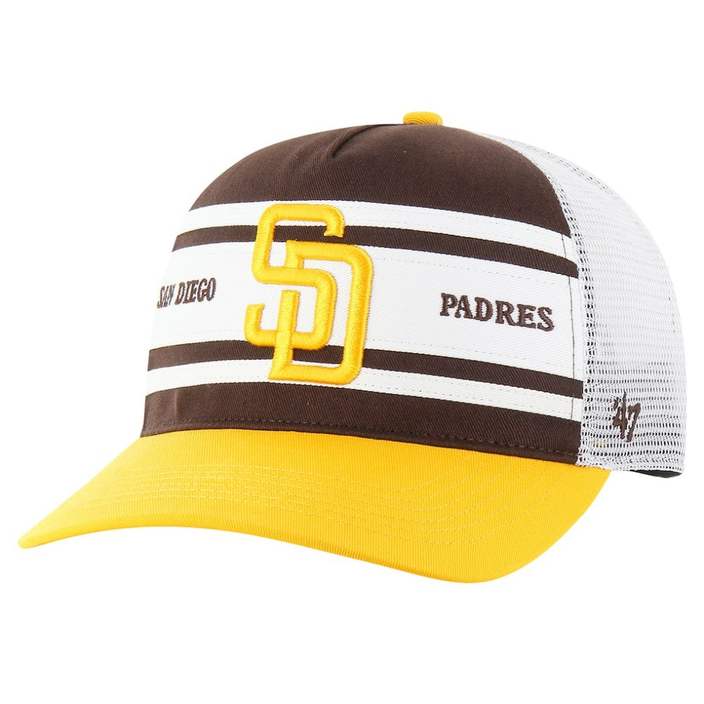 San Diego Padres Gridiron Super Stripe Relaxed Trucker Hitch Adjustable Hat Brown