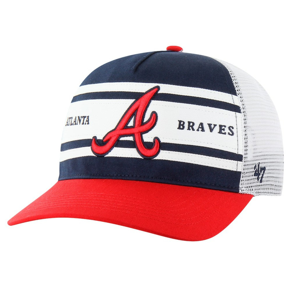 Atlanta Braves Gridiron Super Stripe Relaxed Trucker Hitch Adjustable Hat Navy