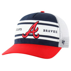 Atlanta Braves Gridiron Super Stripe Relaxed Trucker Hitch Adjustable Hat Navy