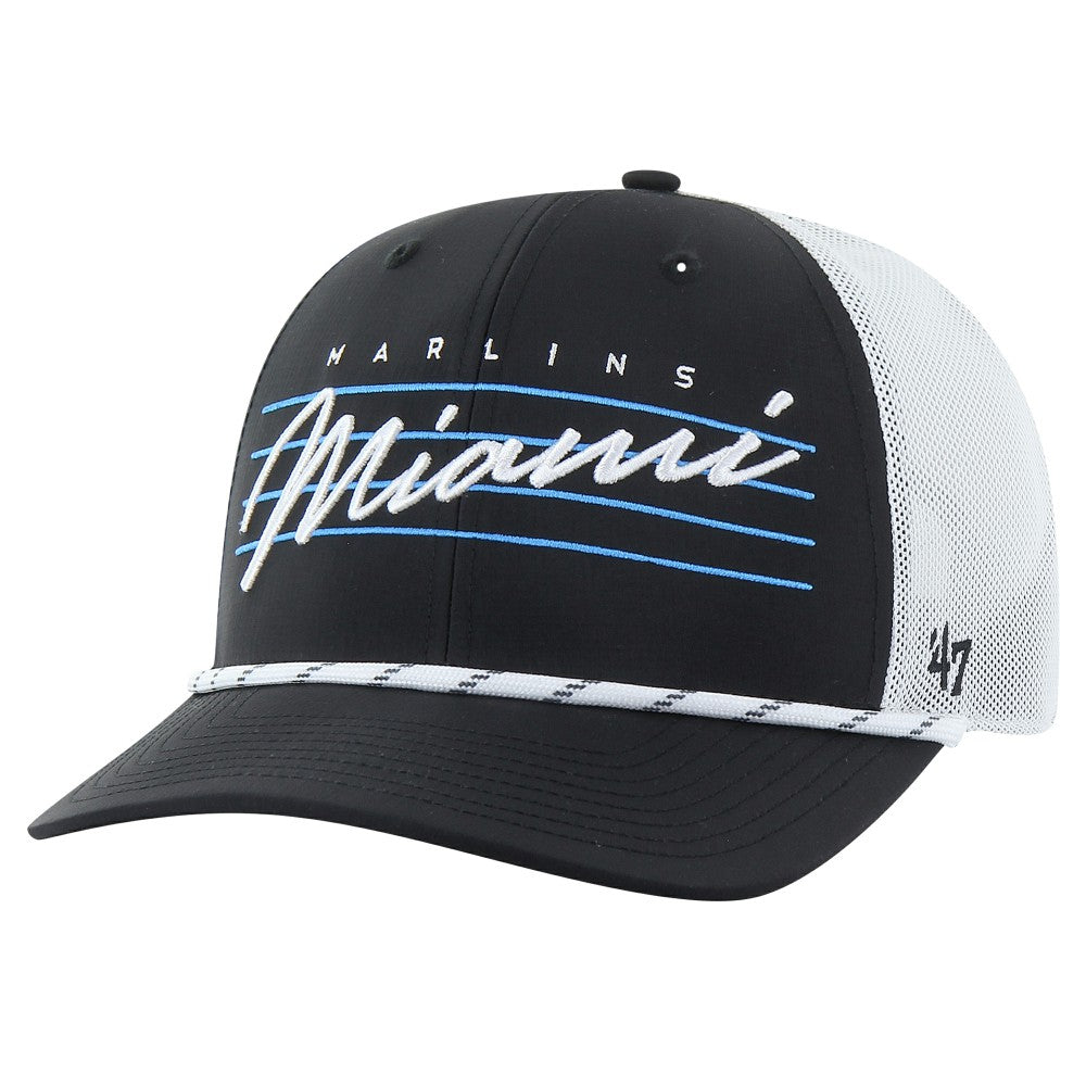 Miami Marlins Downburst Trucker Adjustable Hat Black