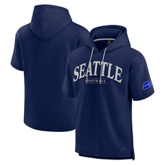 Seattle Seahawks Unisex Elements Ready Short Sleeve Pullover Hoodie - College Navy on sale