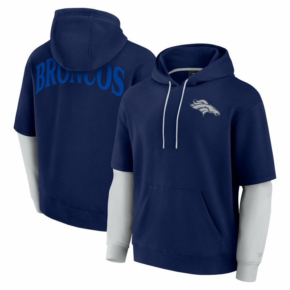 Denver Broncos Unisex Sleek Elements Pullover Hoodie - Navy sale