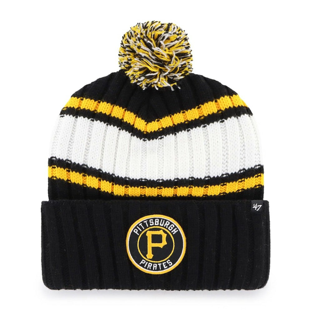 Pittsburgh Pirates Plateau Cuffed Knit Hat with Pom Black