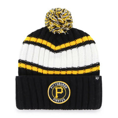 Pittsburgh Pirates Plateau Cuffed Knit Hat with Pom Black